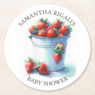 Dessous-de-verre Rond En Papier Baby shower de fraises