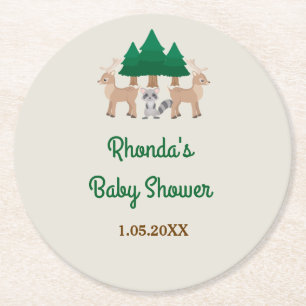 Dessous-de-verre Rond En Papier Baby shower des bois