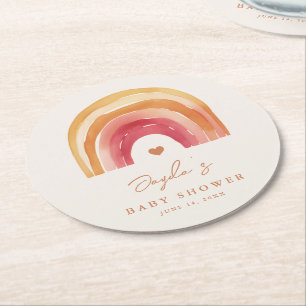 Dessous-de-verre Rond En Papier Baby shower en terre cuite Boho Rainbow
