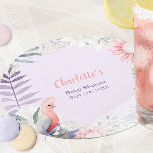 Dessous-de-verre Rond En Papier Baby shower fantaisiste aux fleurs de lavande pour