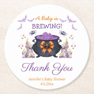 Dessous-de-verre Rond En Papier baby shower halloween élégant brassage merci