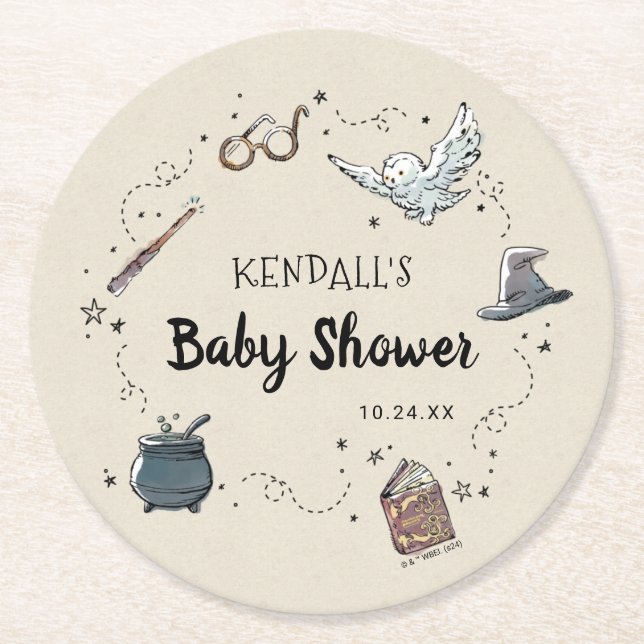 Dessous-de-verre Rond En Papier Baby shower HARRY POTTER™ (Devant)