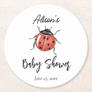 Dessous-de-verre Rond En Papier Baby shower Ladybug mignon