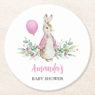 Dessous-de-verre Rond En Papier Baby shower Peter Rabbit