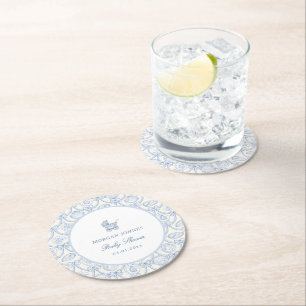 Dessous-de-verre Rond En Papier Baby Shower Préparatoire Côtière Coquette