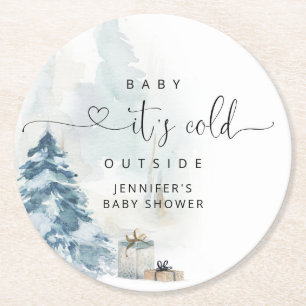 Dessous-de-verre Rond En Papier Baby son froid à l'extérieur du baby shower des pi