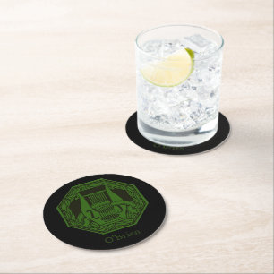 Dessous-de-verre Rond En Papier Badge Green Lyre personnalisable