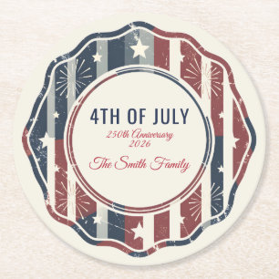 Dessous-de-verre Rond En Papier Badge patriotique vintage Americana 4 juillet