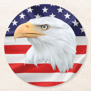 Dessous-de-verre Rond En Papier Bald Eagle élégant patriotique