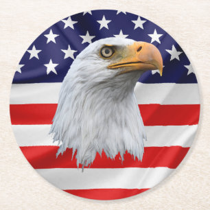 Dessous-de-verre Rond En Papier Bald Eagle joli cadeau patriotique