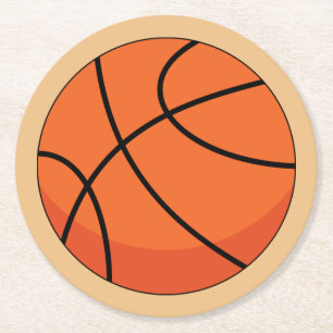 Dessous-de-verre Rond En Papier Balle de basket-ball en dessin