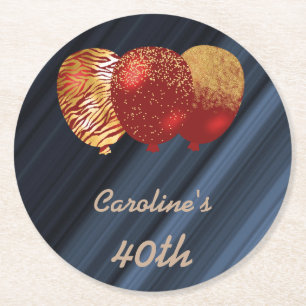Dessous-de-verre Rond En Papier Ballons Parties scintillant or 40e anniversaire