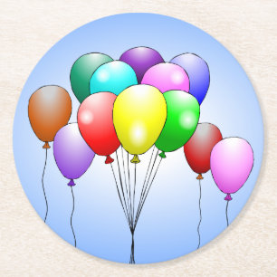 Dessous-de-verre Rond En Papier Balloons Joyeux Anniversaire Dessous de Verre Rond