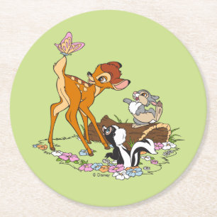 Dessous-de-verre Rond En Papier Bambi Avec Le Papillon Sur La Queue