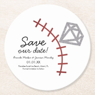 Dessous-de-verre Rond En Papier Baseball Homerun Diamant Gemme  Enregistrer La Dat