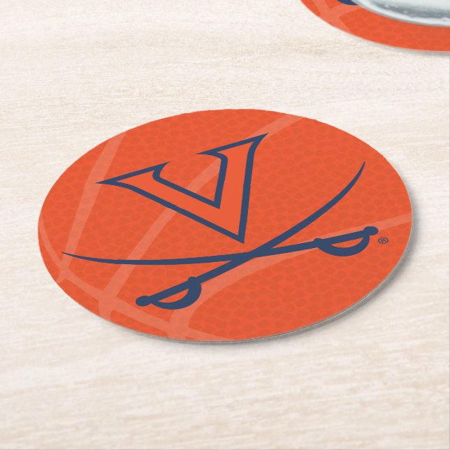 Dessous-de-verre Rond En Papier Basketball des Cavaliers de Virginie (Incliné)
