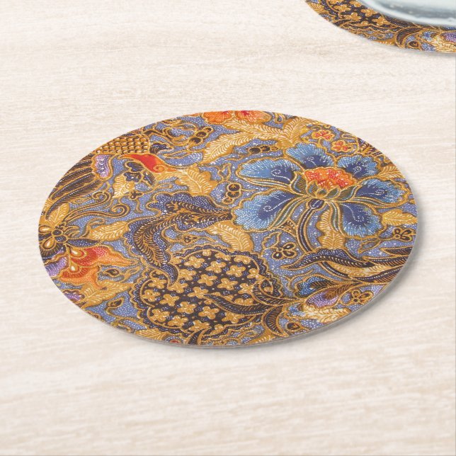 Dessous-de-verre Rond En Papier Batik de fantaisie (Incliné)