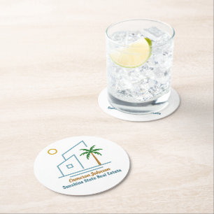 Dessous-de-verre Rond En Papier Beach Real Estate Company Cute Personnalisable