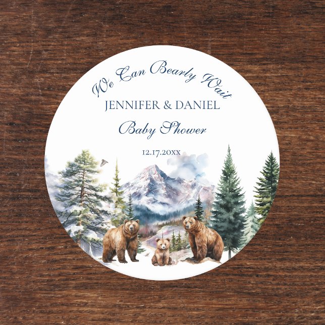 Dessous-de-verre Rond En Papier Bear Adventure Cosy Winter Bear Mountain (Créateur téléchargé)