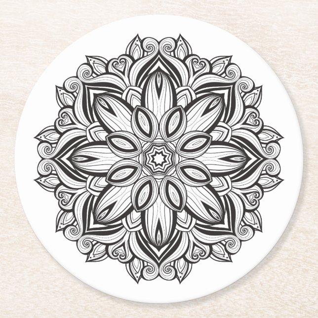 Dessous-de-verre Rond En Papier Beau mandala (Devant)