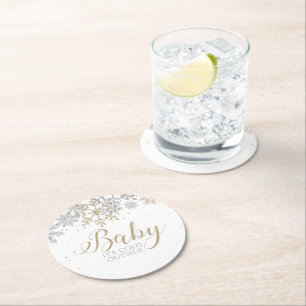 Dessous-de-verre Rond En Papier Bébé il fait froid dehors Baby Shower d'hiver