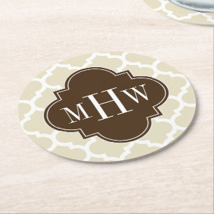 Dessous-de-verre Rond En Papier Beige, Wht Marocain #5 Dk Brown 462c13 3I Monogram