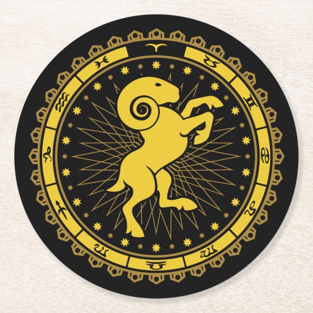 Dessous-de-verre Rond En Papier Bélier - Symbole - Horoscope (Devant)