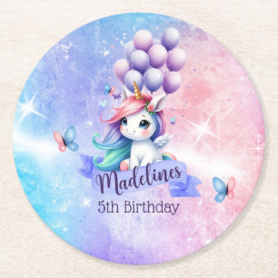 Dessous-de-verre Rond En Papier Belle licorne avec Dessous de verre en papier ball