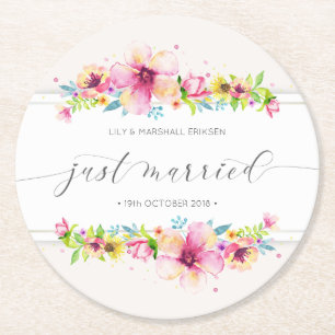 Dessous-de-verre Rond En Papier Belle Mariage Mariés Papier Buvard
