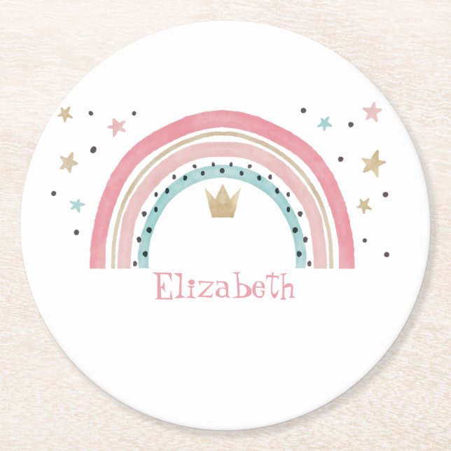 Dessous-de-verre Rond En Papier Belles étoiles arc-en-ciel (Devant)