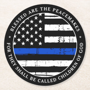Dessous-de-verre Rond En Papier Béni Sont Le Parti Policier Des Pacificateurs