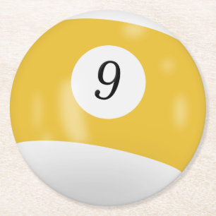 Dessous-de-verre Rond En Papier Billard 9 billes