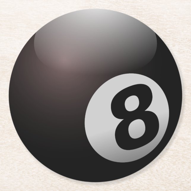 Dessous-de-verre Rond En Papier Billard à 8 balles (Devant)