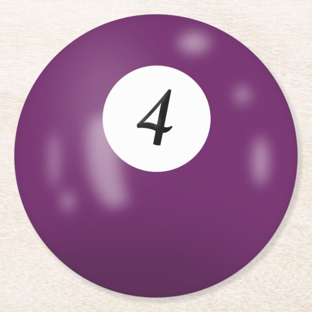 Dessous-de-verre Rond En Papier Billard numéro 4 balle (Devant)