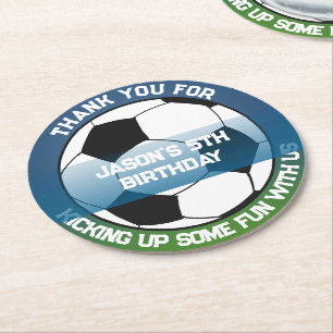 Dessous-de-verre Rond En Papier Black White Football Football Sports Anniversaire
