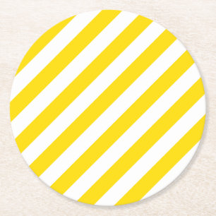 Dessous-de-verre Rond En Papier Blancs Jaunes Tendance Modèle Couleurs élégantes