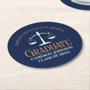 Dessous-de-verre Rond En Papier Bleu de la Marine Gold Law School