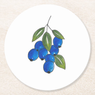 Dessous-de-verre Rond En Papier Bleuets à main