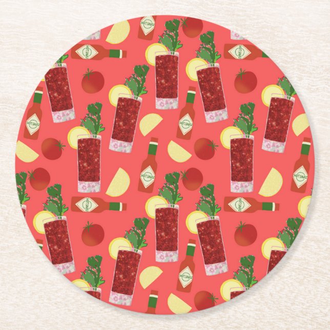 Dessous-de-verre Rond En Papier Bloody Mary (Devant)