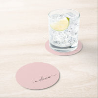 Blush Dusty rose moderne Script Girl Monogramme No