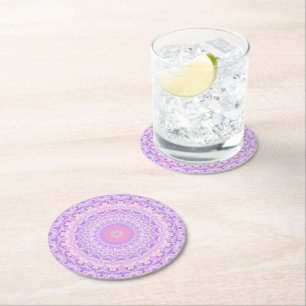 Dessous-de-verre Rond En Papier Boho Mandala, complexe coloré et trippé