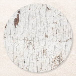 Dessous-de-verre Rond En Papier Bois peint blanc vintage