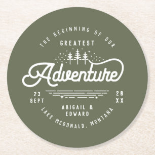 Dessous-de-verre Rond En Papier Bois rustique vintage enregistrer l'annonce de dat