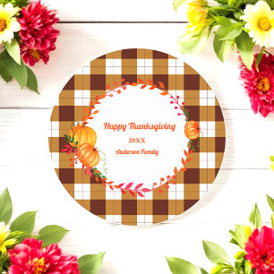 Dessous-de-verre Rond En Papier Bon thanksgiving Citrouille Brown