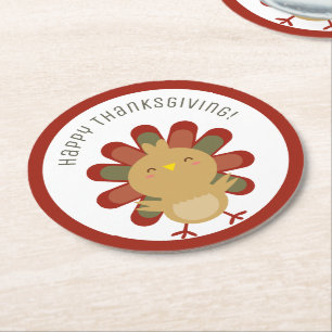 Dessous-de-verre Rond En Papier Bon thanksgiving Cute Kawaii Dîner diner Party