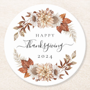 Dessous-de-verre Rond En Papier Bon thanksgiving Rustic Fall Leaves
