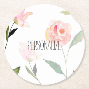 Dessous-de-verre Rond En Papier Bonjour belle aquarelle florale