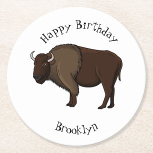 Dessous-de-verre Rond En Papier Bonne illustration de bison américain