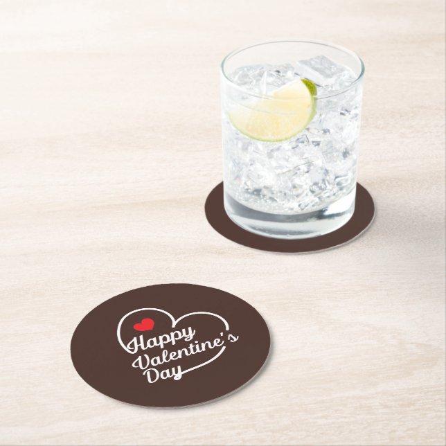 Dessous-de-verre Rond En Papier Bonne Saint-Valentin, coeur lavé ID734 (En situation)