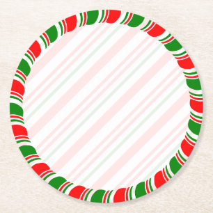Dessous-de-verre Rond En Papier Bordure de sucre de canne Noir Blanc Personnalisé
